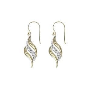 PX2070 Light weight real gold wave drop earring set with crystal