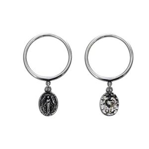 PX5258/SP Reclaimed sterling silver hoop earrings with 
