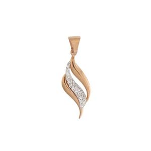 PX2071/RG Light weight real gold wave pendant set with crystal stones