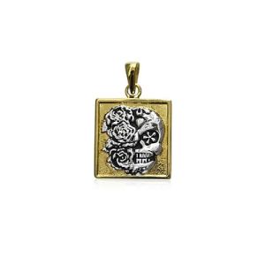 PX5139 Día de Muertos inspired sterling silver  pendant with gold plate.