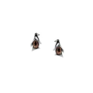 PX4813 Cute, sterling silver Penguin stud earrings with rose gold plate